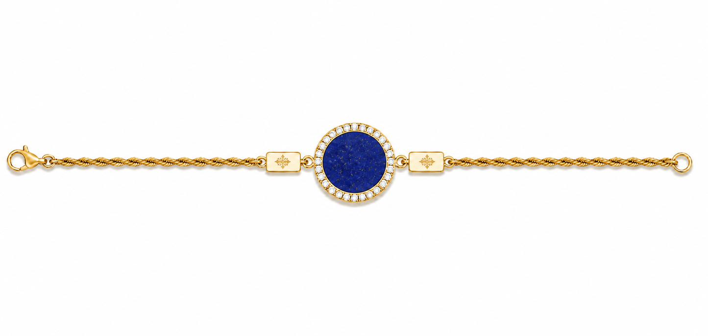 bracciale "sole" lapislazzuli dorato