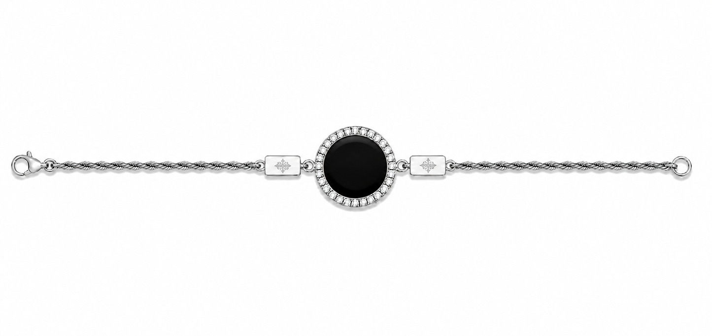 bracciale "sole" onice bianco rodiato