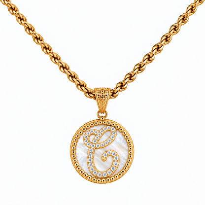Collana con Pendente "Lettera" Piccolo Madreperla Dorato