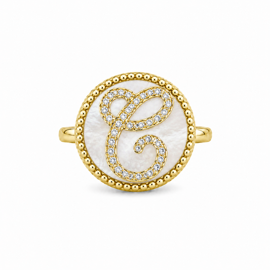 Anello "Lettera" Madreperla Dorato