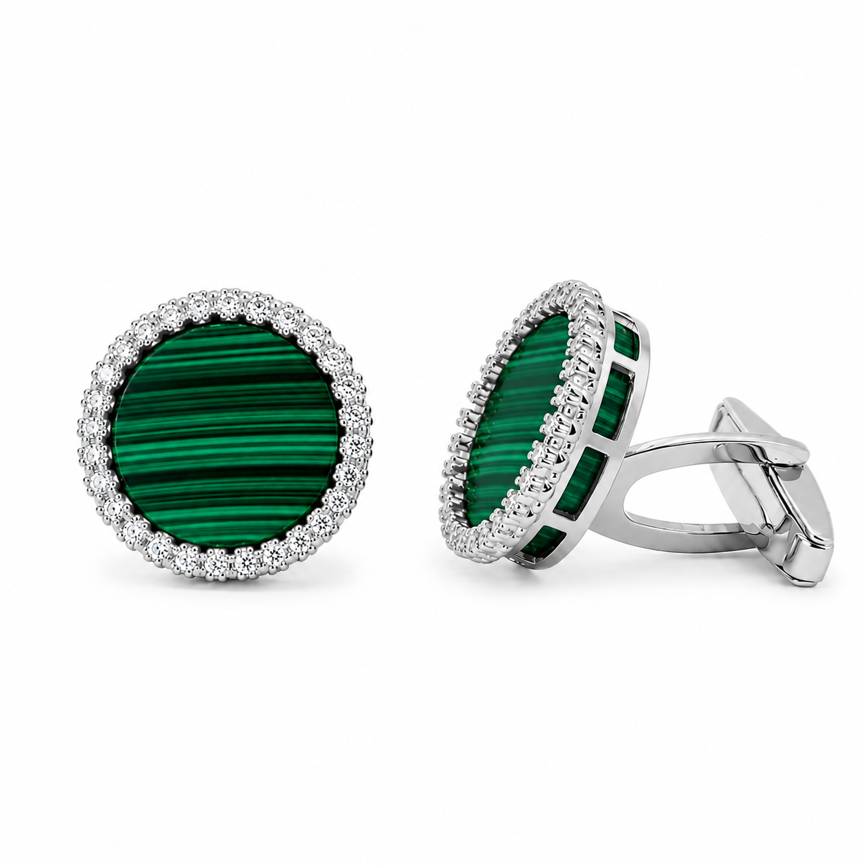 gemelli "sole" malachite bianchi rodiati