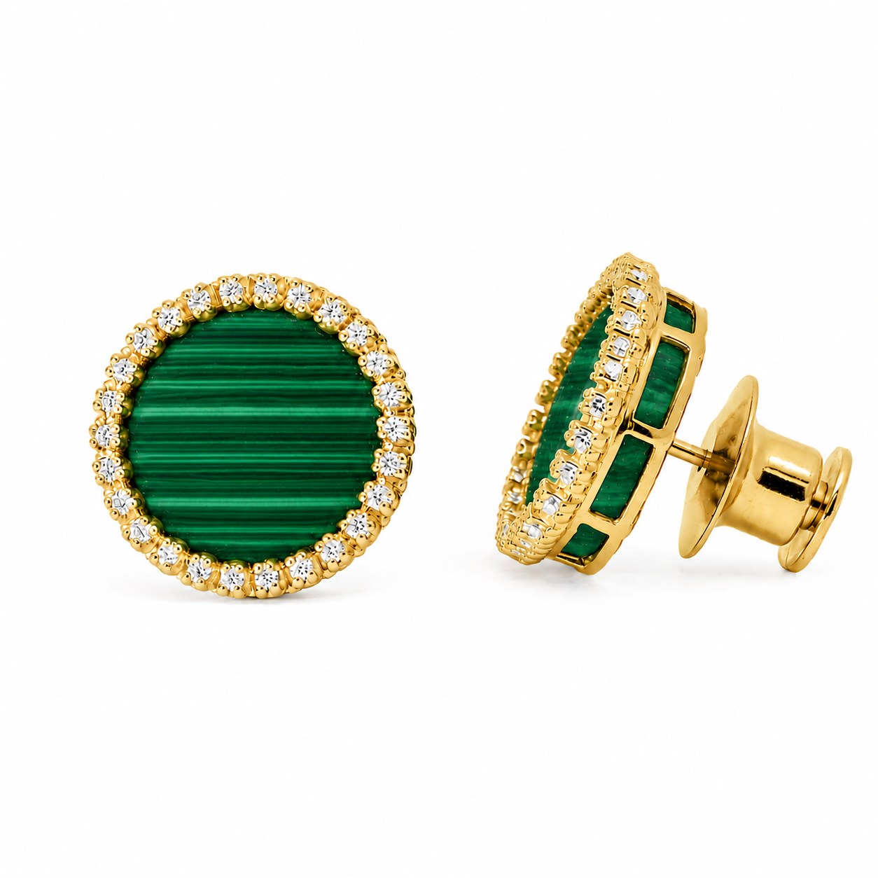 spilla "sole" malachite dorata