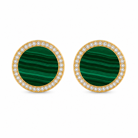 Orecchini "Sole" Malachite Dorati