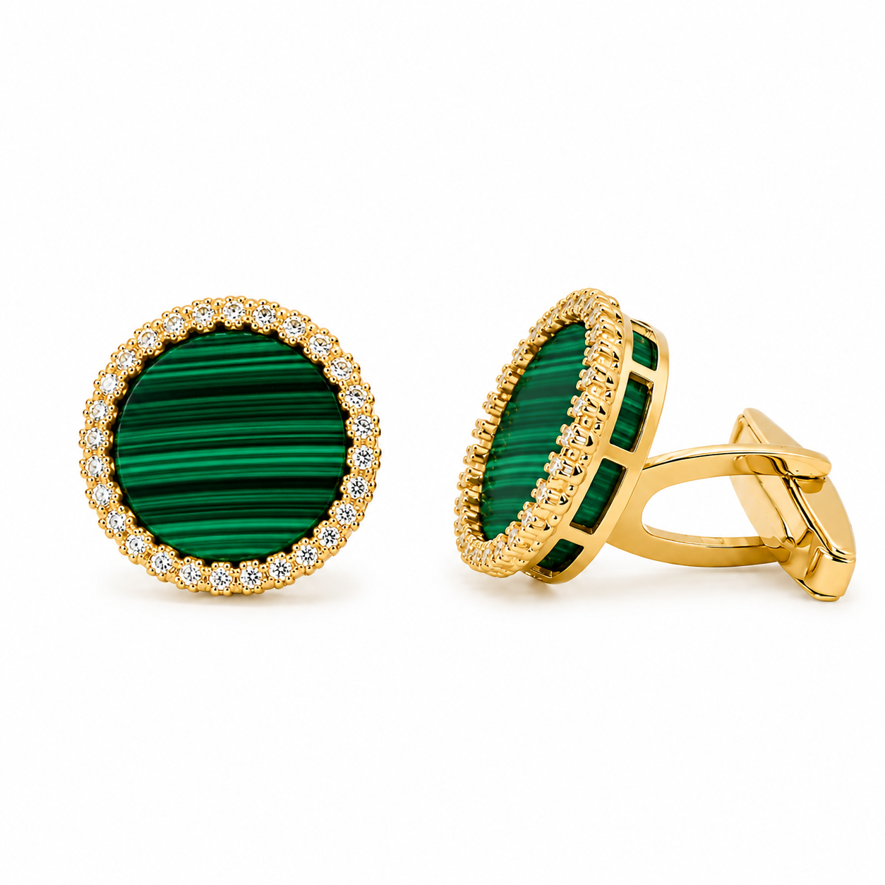 gemelli "sole" malachite dorati
