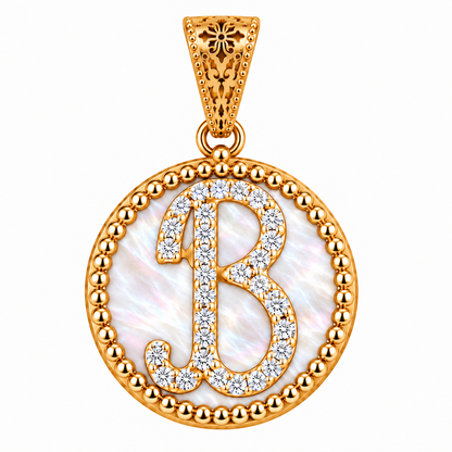 Collana con Pendente "Lettera" Grande Madreperla Dorato