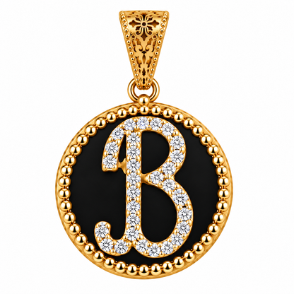 Collana con Pendente "Lettera" Piccolo Onice Dorato