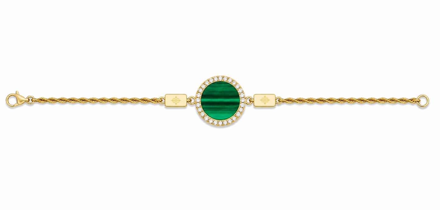 bracciale "sole" malachite dorato