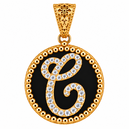 Collana con Pendente "Lettera" Piccolo Onice Dorato