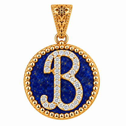 Collana con Pendente "Lettera" Grande Lapislazzuli Dorato