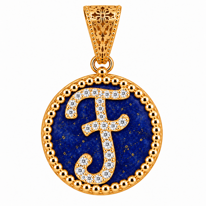 Collana con Pendente "Lettera" Grande Lapislazzuli Dorato