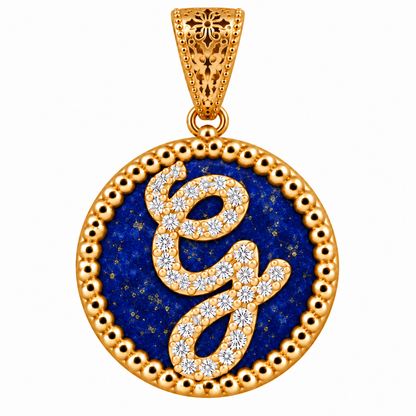 Collana con Pendente "Lettera" Grande Lapislazzuli Dorato