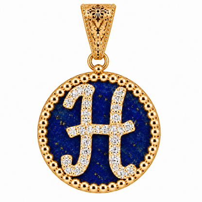 Collana con Pendente "Lettera" Grande Lapislazzuli Dorato