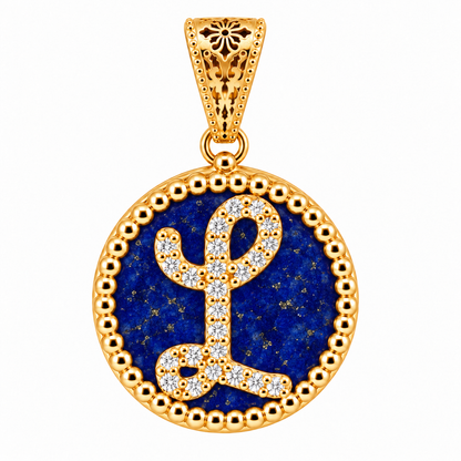 Collana con Pendente "Lettera" Grande Lapislazzuli Dorato