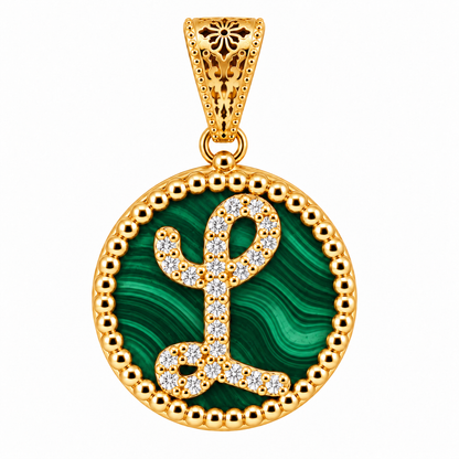 Collana con Pendente "Lettera" Piccolo Malachite Dorato