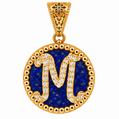 Collana con Pendente "Lettera" Grande Lapislazzuli Dorato