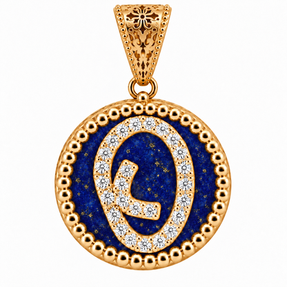Collana con Pendente "Lettera" Grande Lapislazzuli Dorato