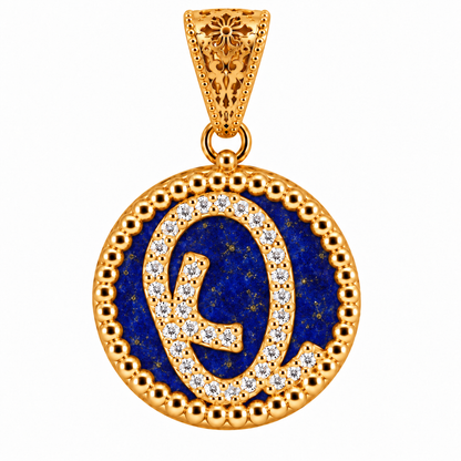 Collana con Pendente "Lettera" Grande Lapislazzuli Dorato