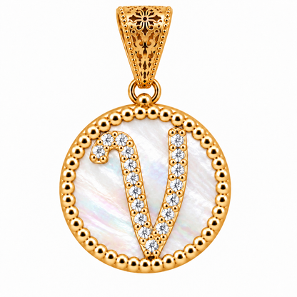 Collana con Pendente "Lettera" Grande Madreperla Dorato