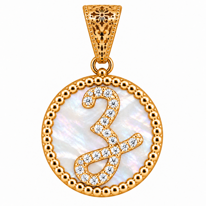 Collana con Pendente "Lettera" Grande Madreperla Dorato