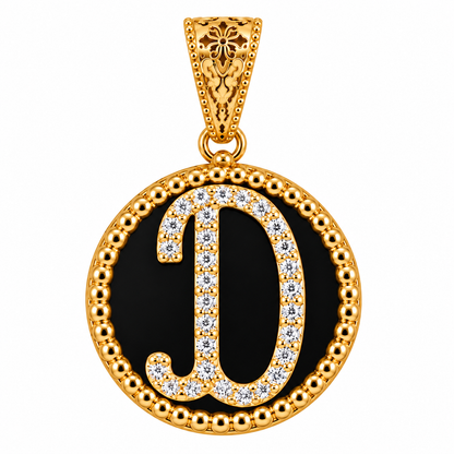 Collana con Pendente "Lettera" Piccolo Onice Dorato