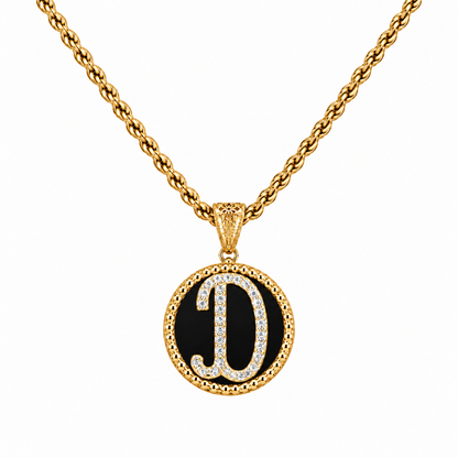 Collana con Pendente "Lettera" Piccolo Onice Dorato