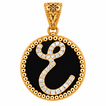 Collana con Pendente "Lettera" Piccolo Onice Dorato