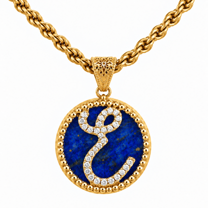 Collana con Pendente "Lettera" Grande Lapislazzuli Dorato