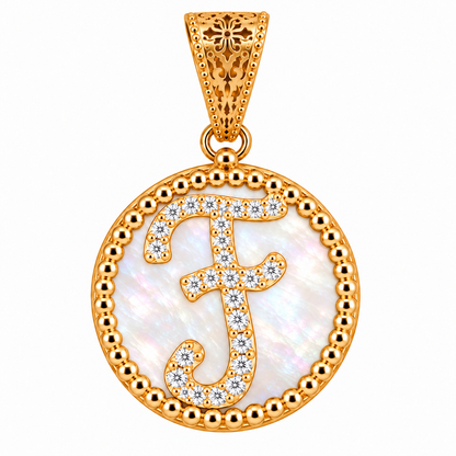 Collana con Pendente "Lettera" Grande Madreperla Dorato