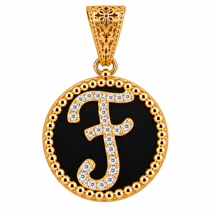 Collana con Pendente "Lettera" Piccolo Onice Dorato