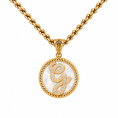 Collana con Pendente "Lettera" Piccolo Madreperla Dorato