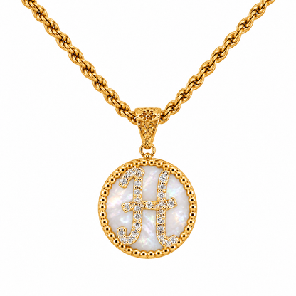Collana con Pendente "Lettera" Piccolo Madreperla Dorato
