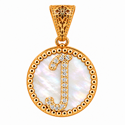 Collana con Pendente "Lettera" Grande Madreperla Dorato