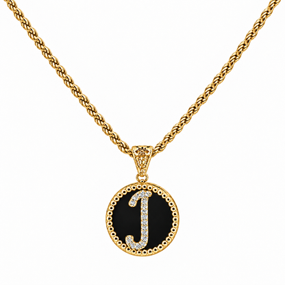 Collana con Pendente "Lettera" Piccolo Onice Dorato