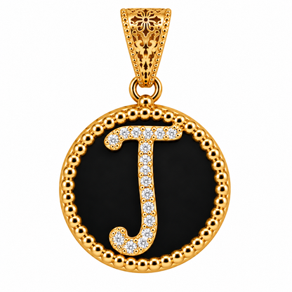 Collana con Pendente "Lettera" Piccolo Onice Dorato
