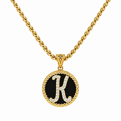 Collana con Pendente "Lettera" Piccolo Onice Dorato