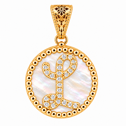Collana con Pendente "Lettera" Grande Madreperla Dorato