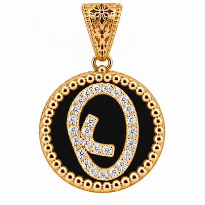 Collana con Pendente "Lettera" Piccolo Onice Dorato