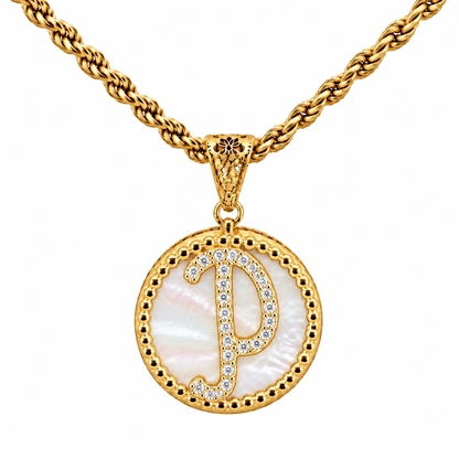 Collana con Pendente "Lettera" Grande Madreperla Dorato