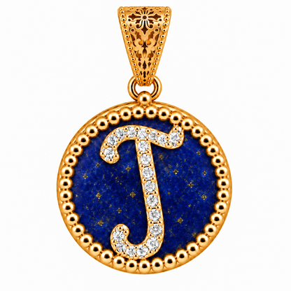 Collana con Pendente "Lettera" Grande Lapislazzuli Dorato
