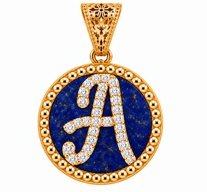 Collana con Pendente "Lettera" Grande Lapislazzuli Dorato