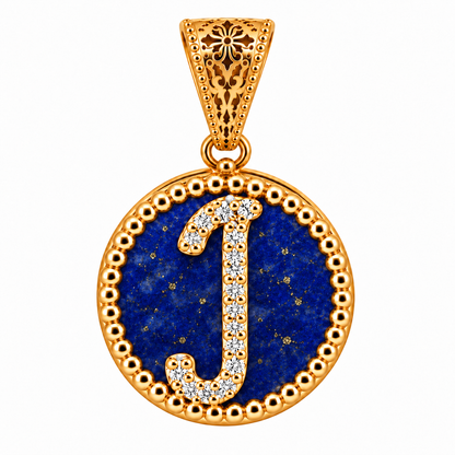 Collana con Pendente "Lettera" Grande Lapislazzuli Dorato