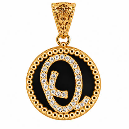Collana con Pendente "Lettera" Piccolo Onice Dorato