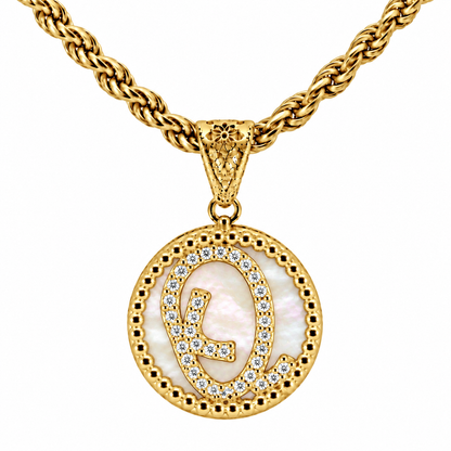 Collana con Pendente "Lettera" Grande Madreperla Dorato