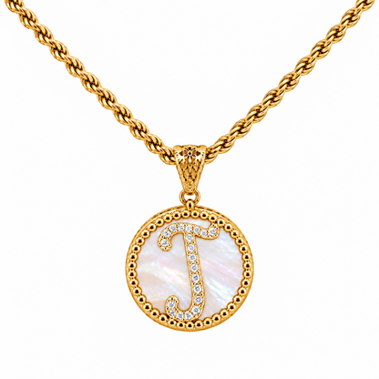 Collana con Pendente "Lettera" Piccolo Madreperla Dorato