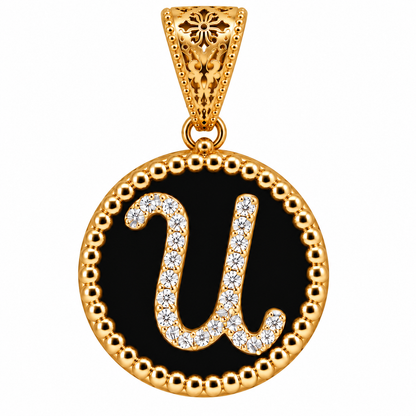 Collana con Pendente "Lettera" Piccolo Onice Dorato
