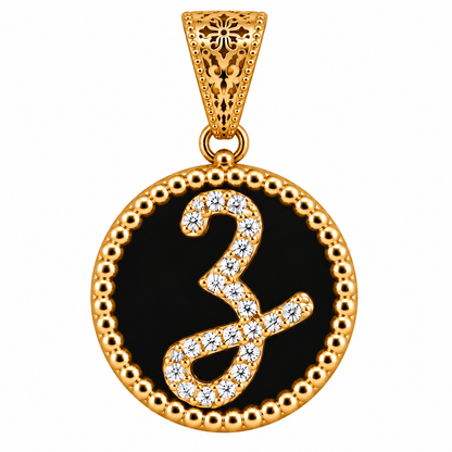 Collana con Pendente "Lettera" Piccolo Onice Dorato