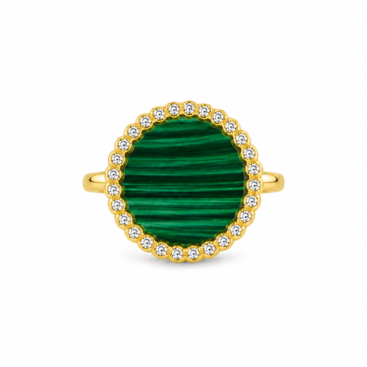 Anello "Sole" Malachite Dorato
