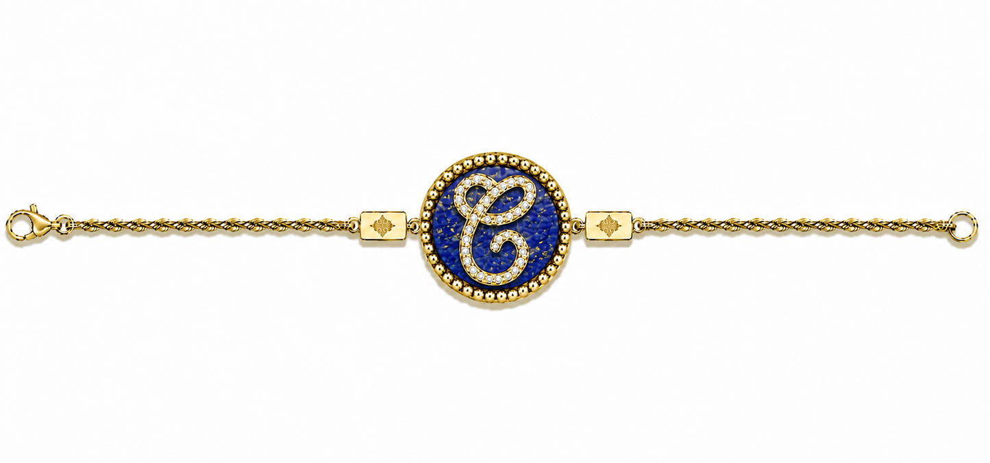 bracciale "lettera" lapislazzuli dorato