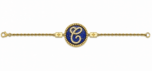 Bracciale "Lettera" Lapislazzuli Dorato