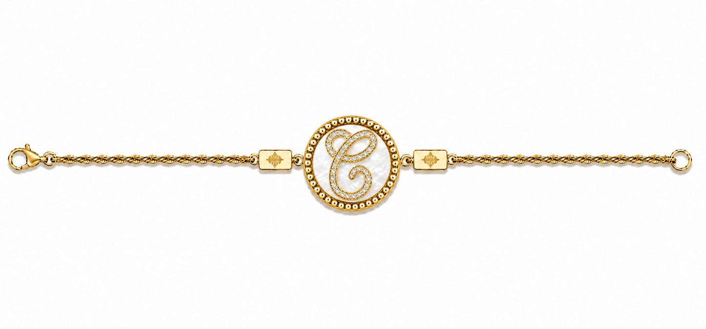 bracciale "lettera" madreperla dorato